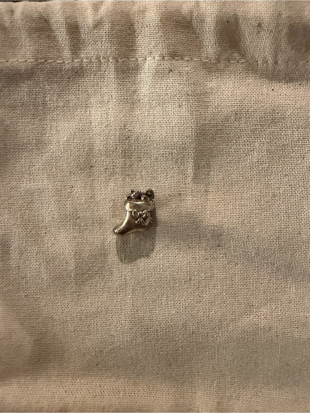 Pandora Silver Christmas Stocking Charm with Bow Detail